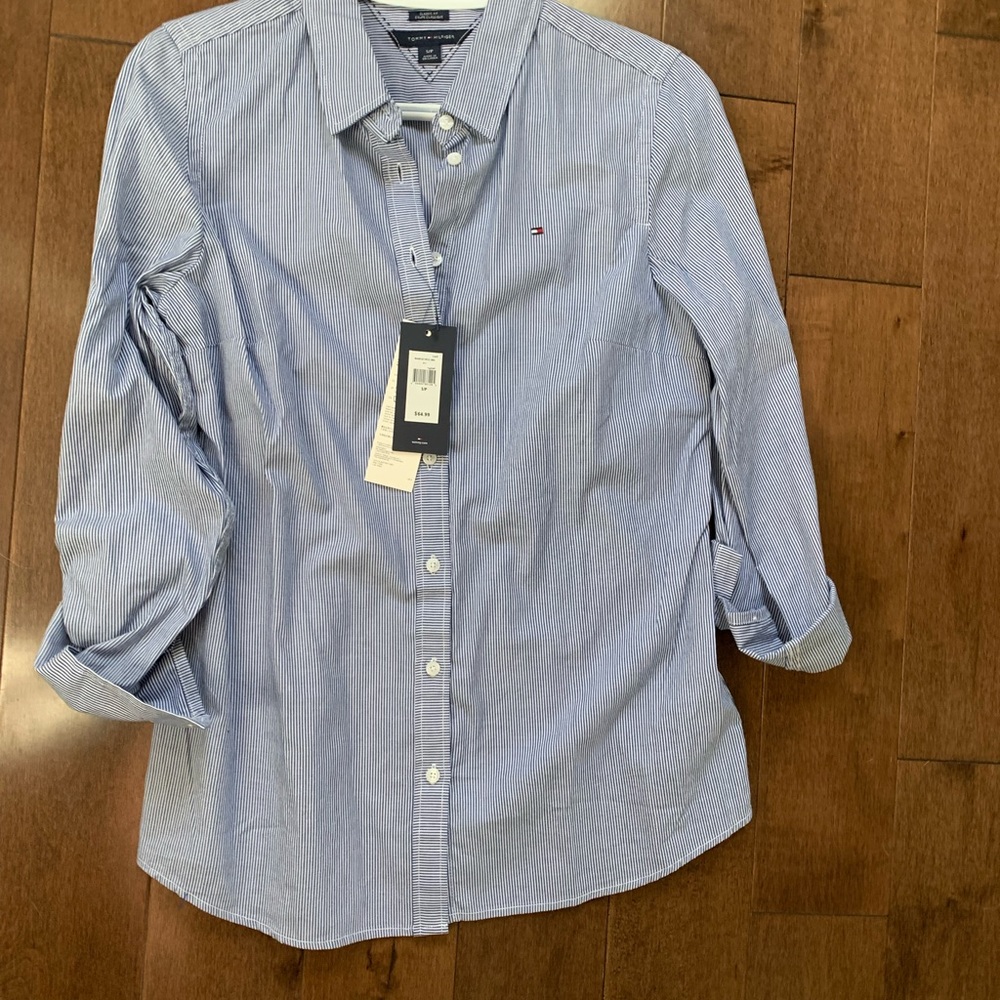 Tommy Hilfiger button down, sized small, new with tags.